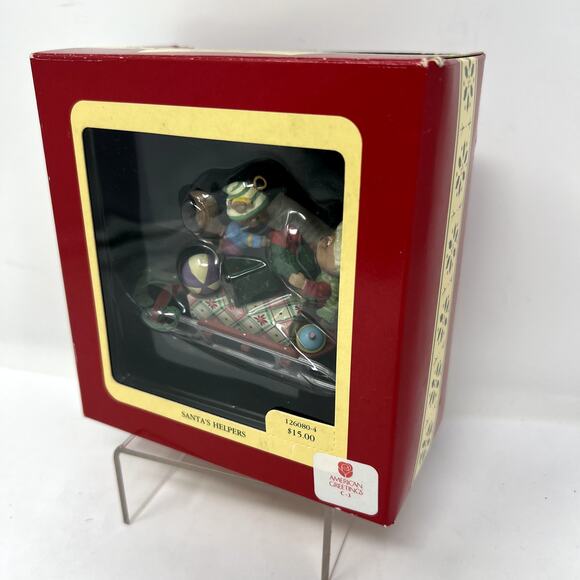 1992 Carlton Cards Heirloom Collection Christmas Santa's Helpers Ornament VTG - Picture 1 of 8